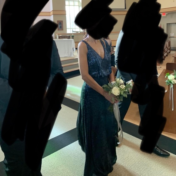 Sorella Vita Navy Blue Sequin Maxi Bridesmaid/Formal Dress - size 4/6 - Picture 2 of 2